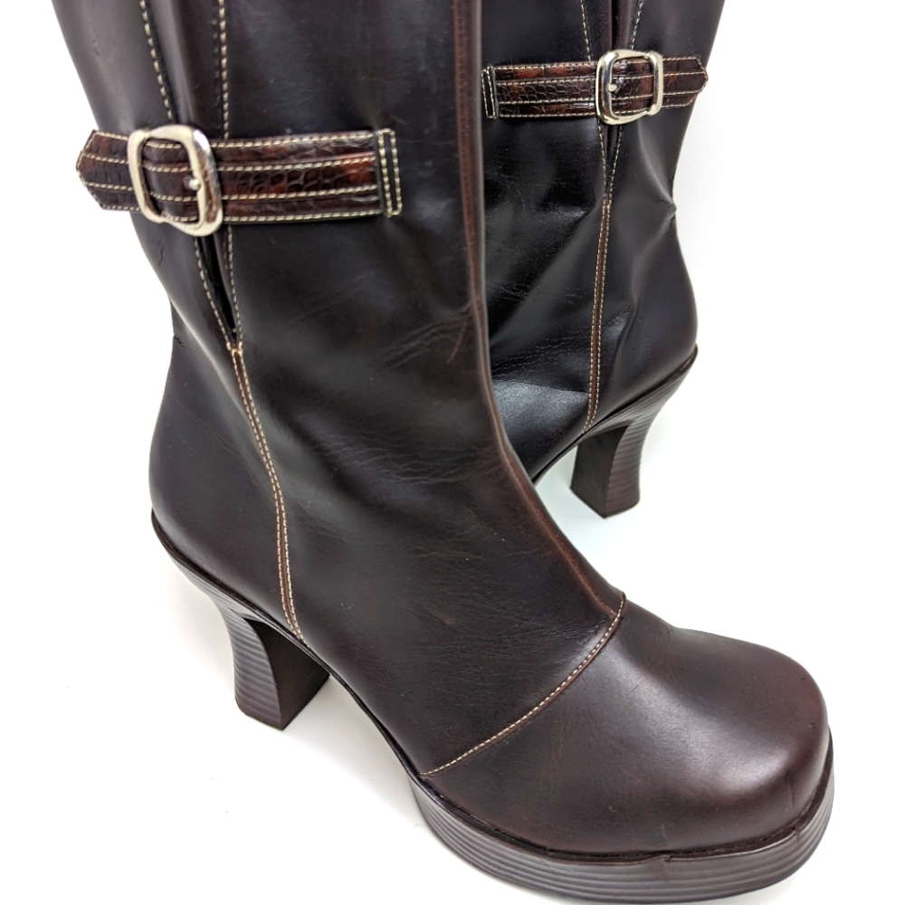 Vintage LEI Boots Brown Y2K 90s Platform Zip Boots Size 9 - Picture 3 of 13